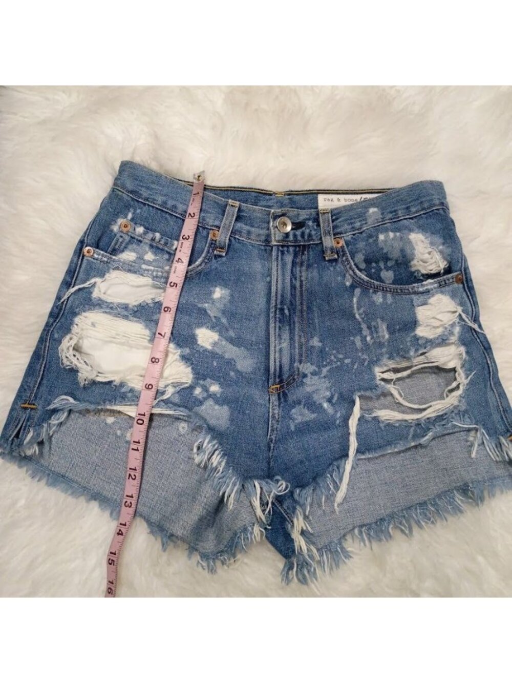 Rag & Bone Womens Distressed Denim High-Waisted Cutoff Shorts Blue Size 26 100% - Picture 6 of 12